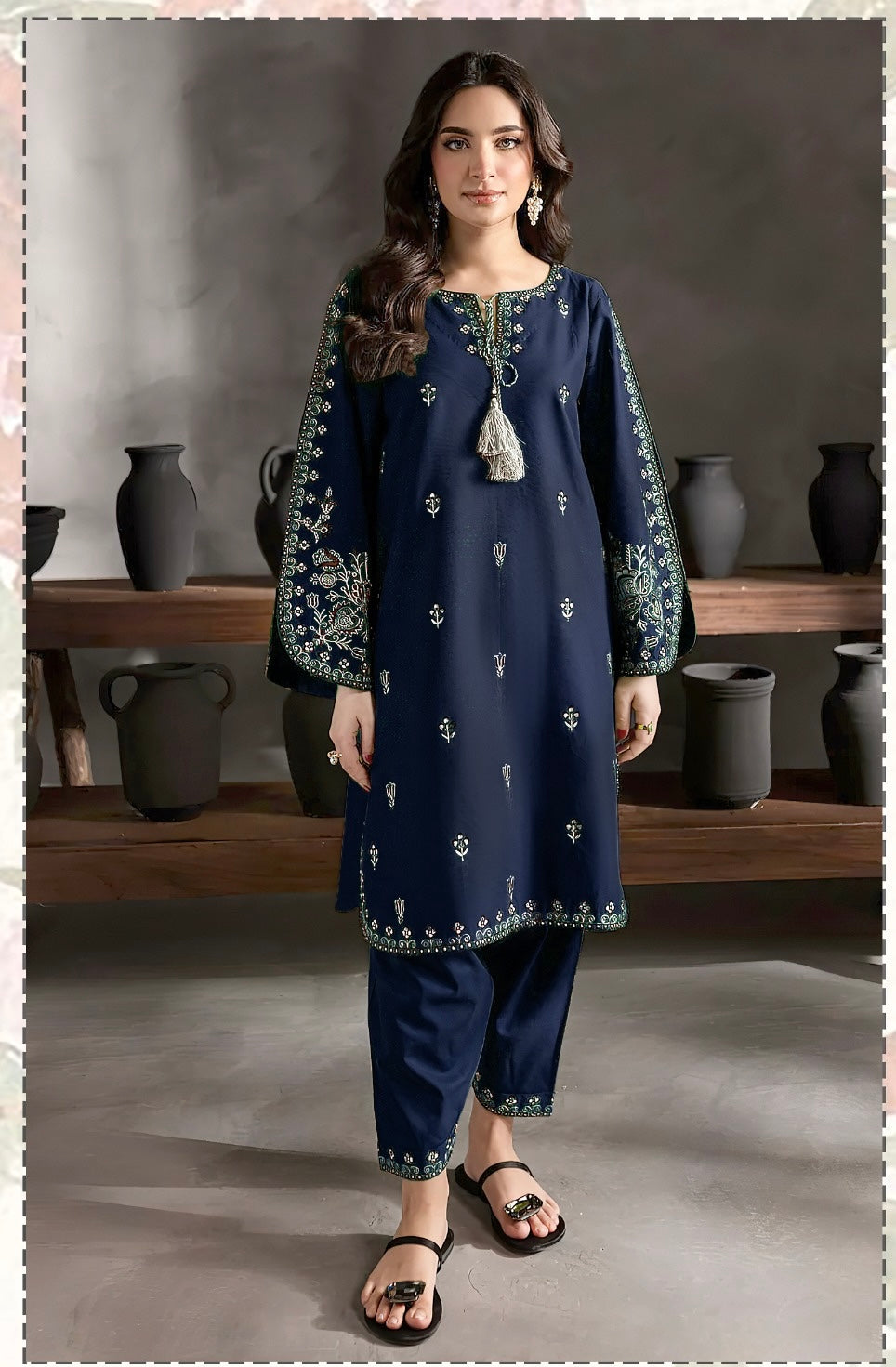 2pc Unstitched Embroidered Dhanak Fabric