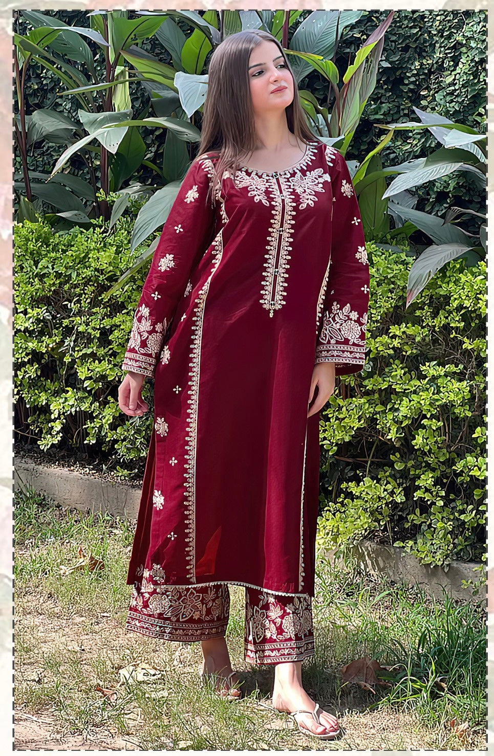 2pc Unstitched Embroidered Dhanak Fabric