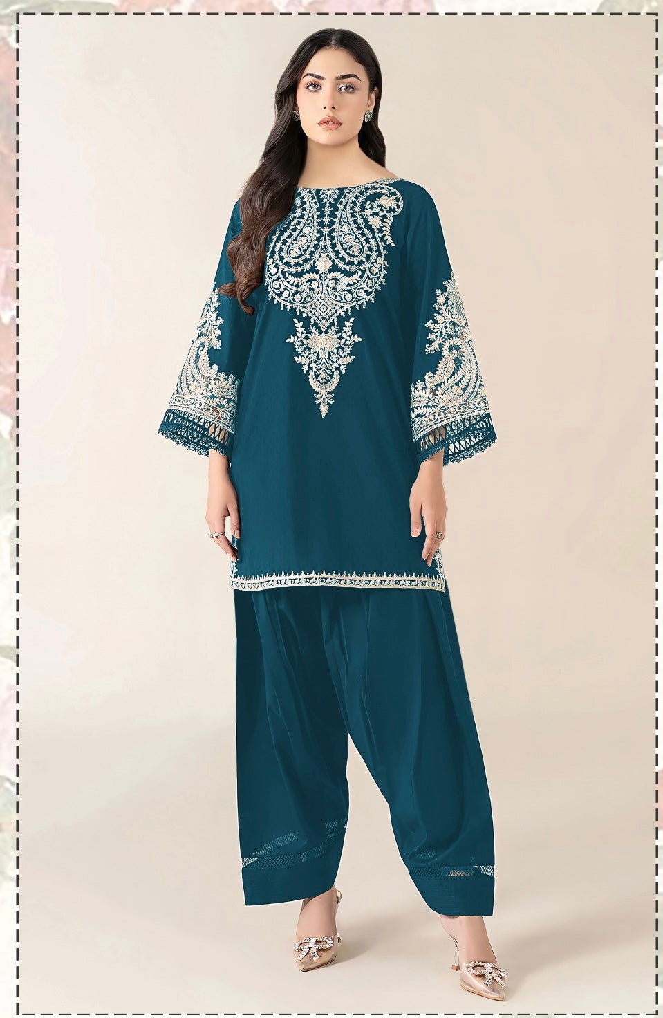 2pc Unstitched Embroidered Dhanak Fabric