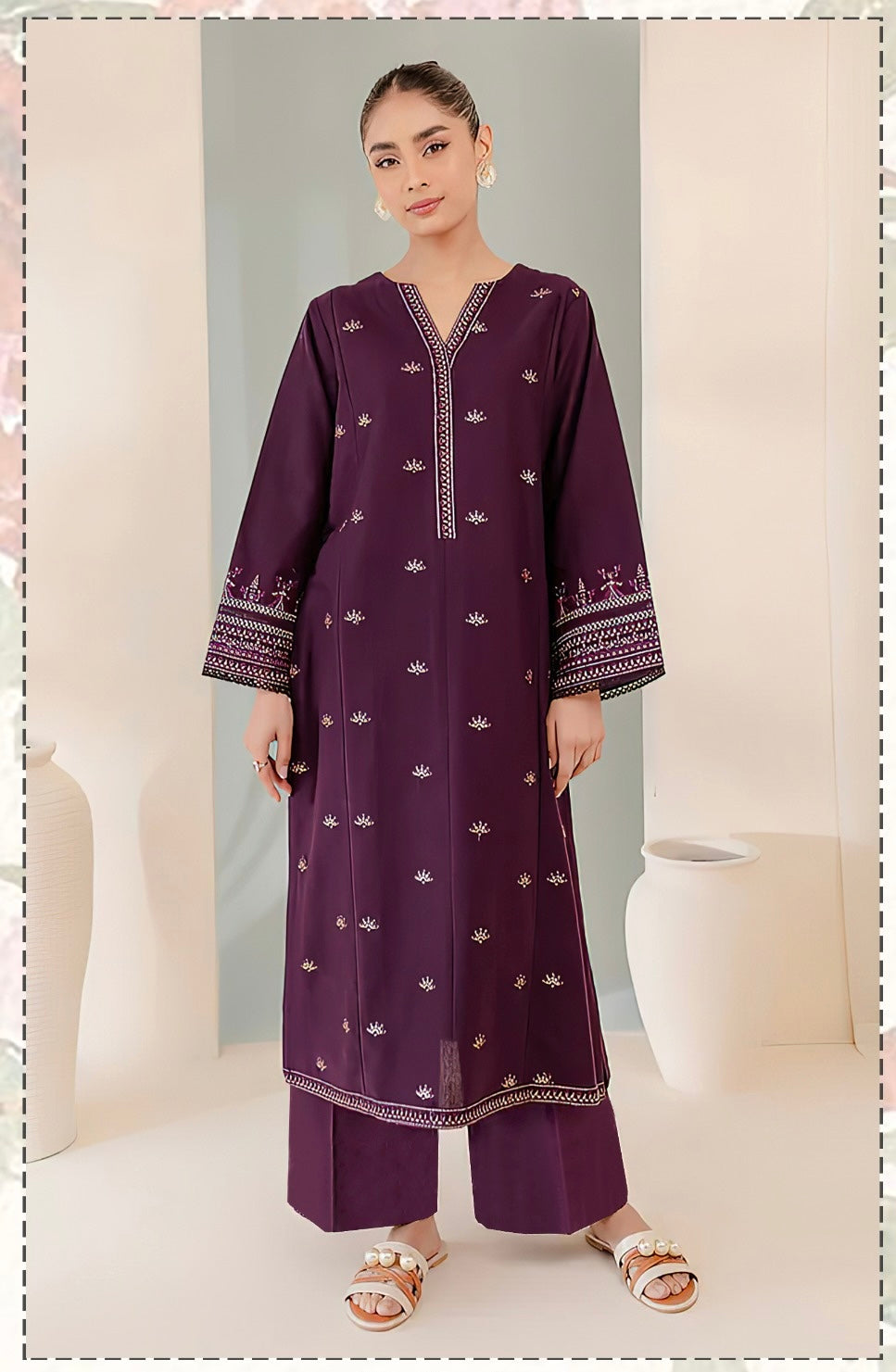 2pc Unstitched Embroidered Dhanak Fabric