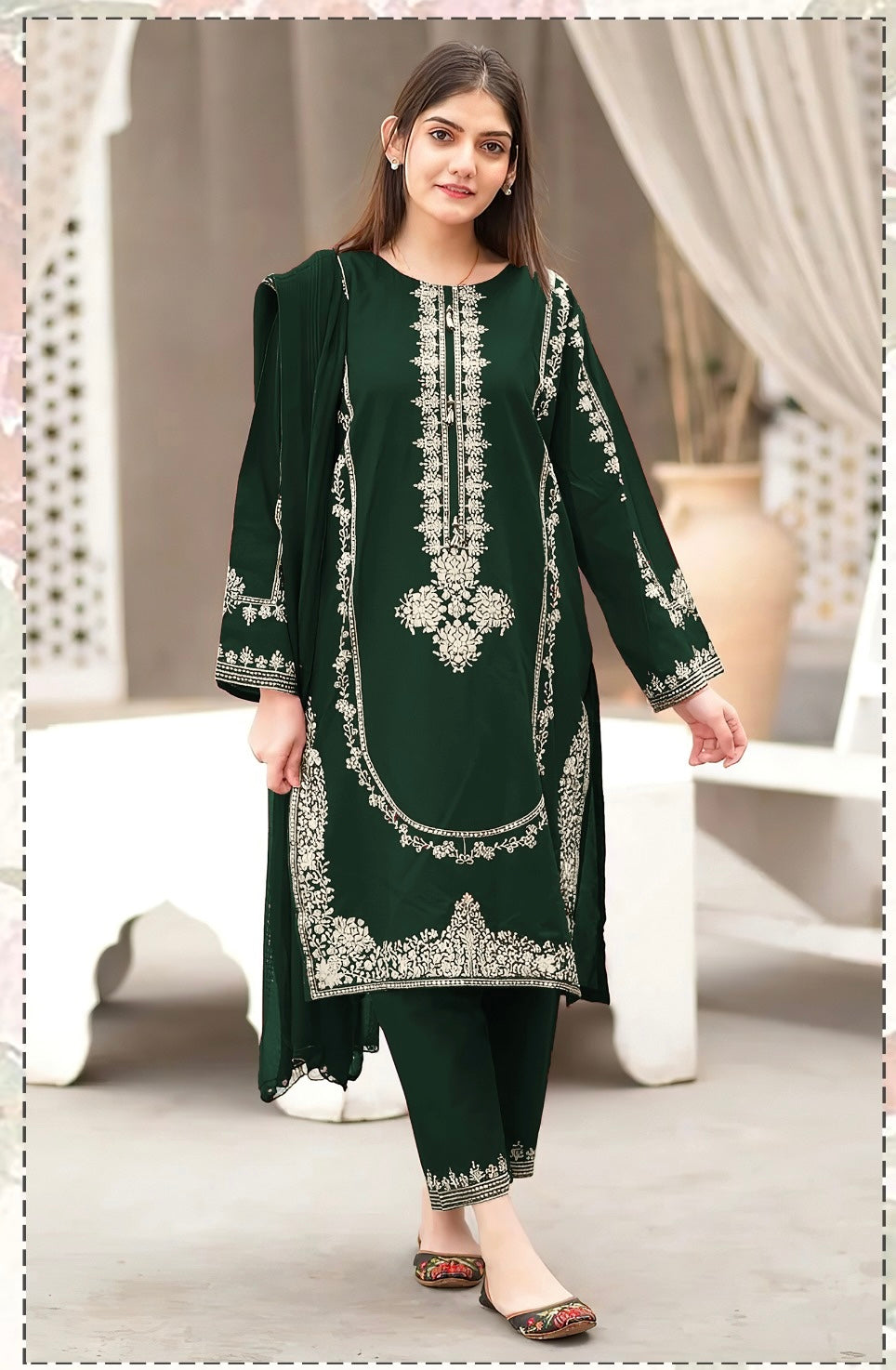 2pc Unstitched Embroidered Dhanak Fabric