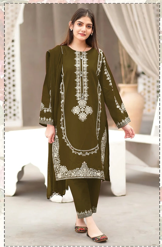 2pc Unstitched Embroidered Dhanak Fabric