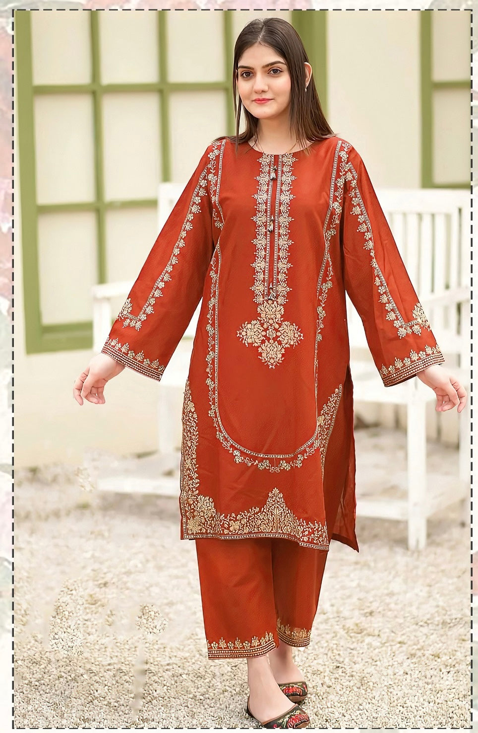 2pc Unstitched Embroidered Dhanak Fabric