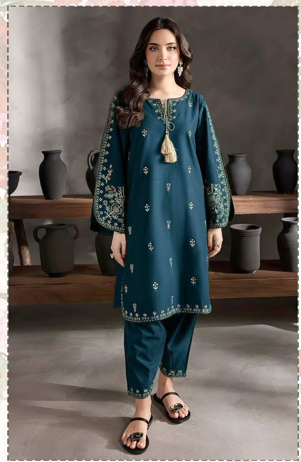 2pc Unstitched Embroidered Dhanak Fabric