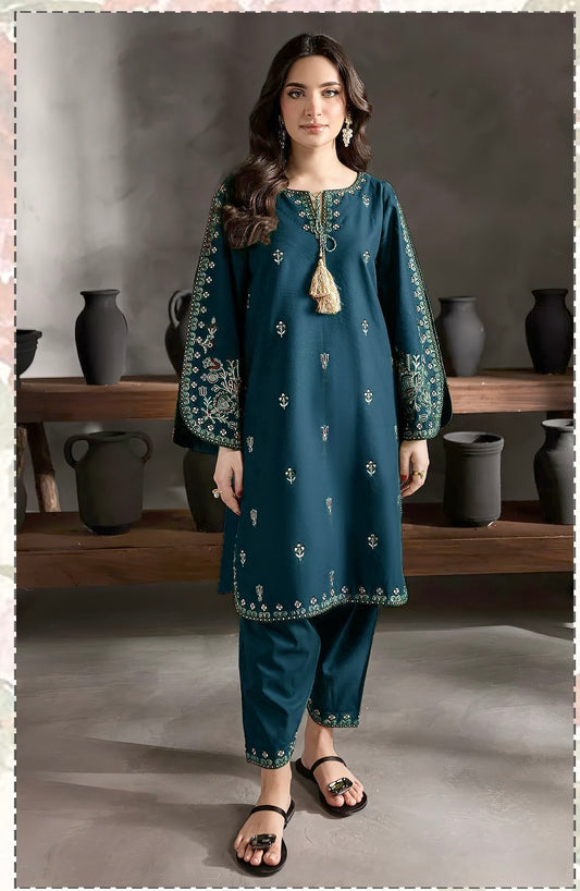 2pc Unstitched Embroidered Dhanak Fabric